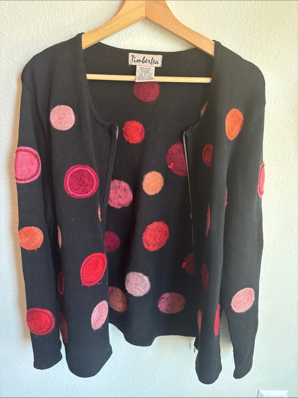 Timberlea Cardigan Cotton Full Zip Sweater Whimsical  XL
